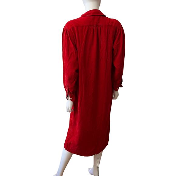 Vintage Ralph Lauren Red Corduroy Double Breasted Shift Midi Dress, 6 - Picture 3 of 9